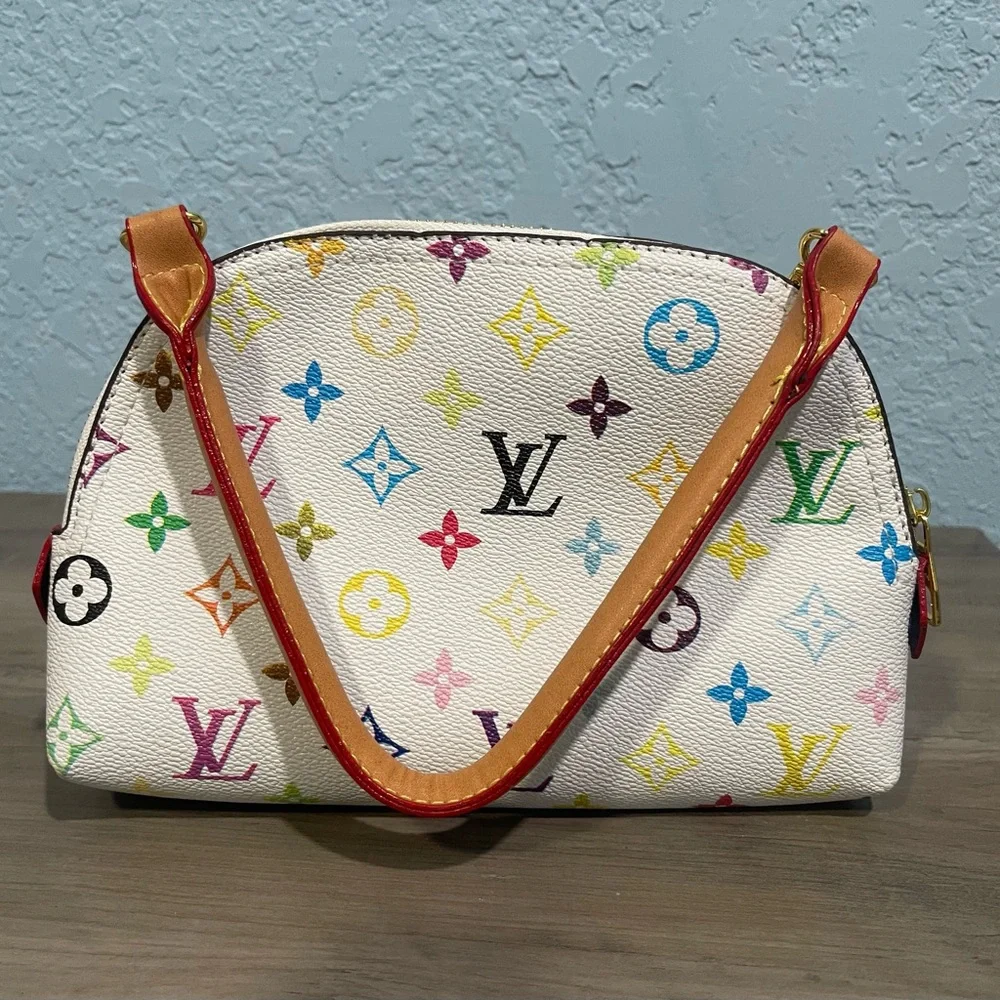 Multicolor Monogram White Canvas Doubled Crossbody Bag - Picture 2 of 6